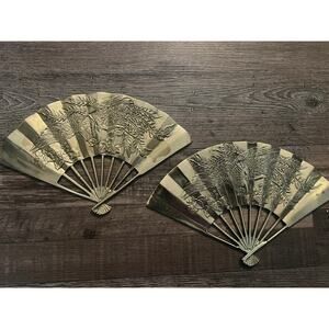 Pair of Vintage Solid Brass Wall Art Oriental Asian Rising Phoenix Dragon